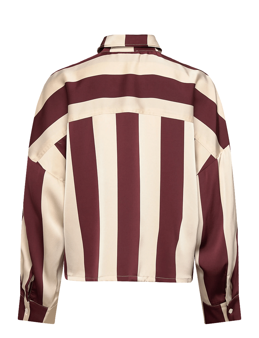 Noella - Liara N Shirt - langærmede skjorter - mahogany ivory stripe - 1