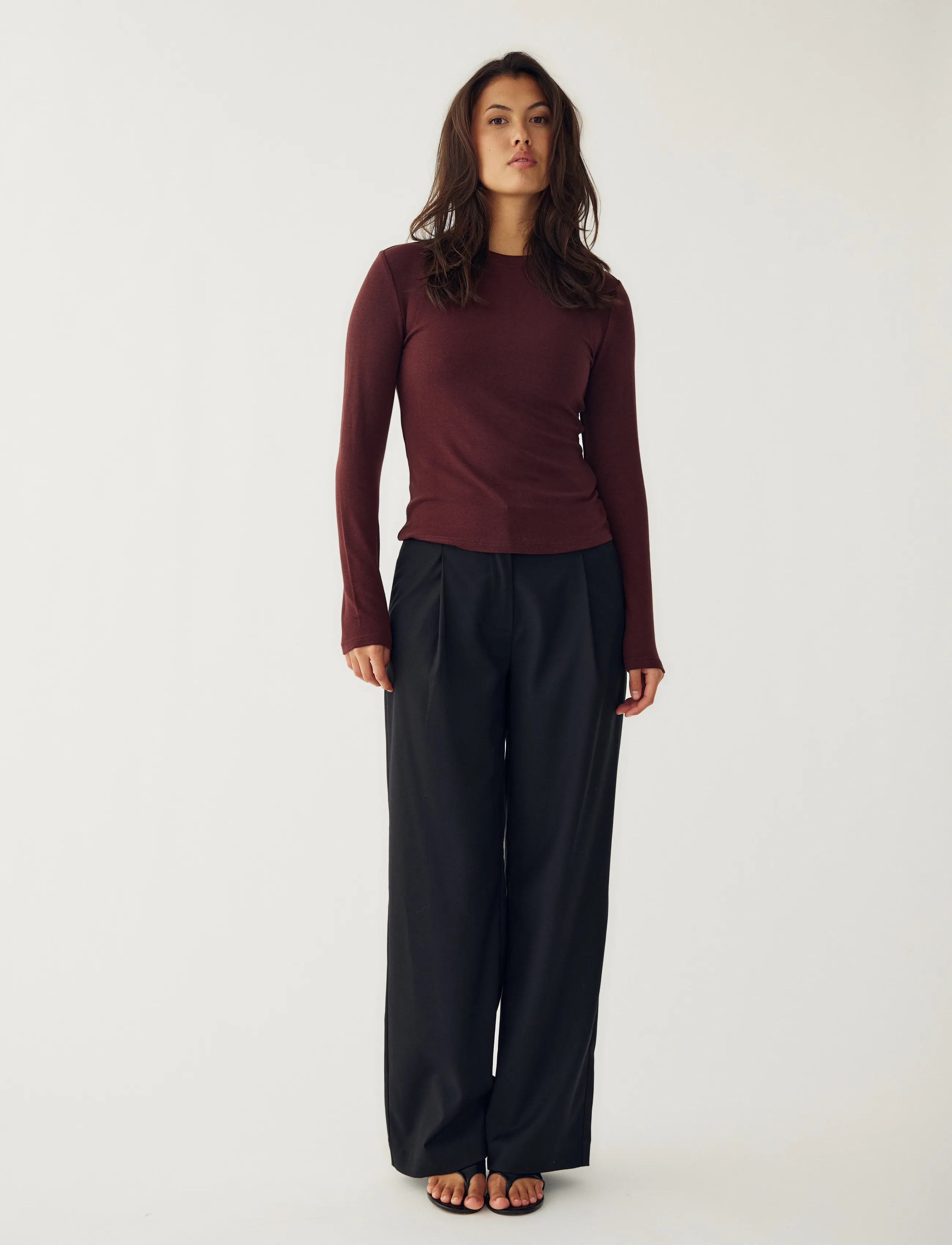 Noella Lidie LS Top - Noella - BURGUNDY MELANGE / burgundy