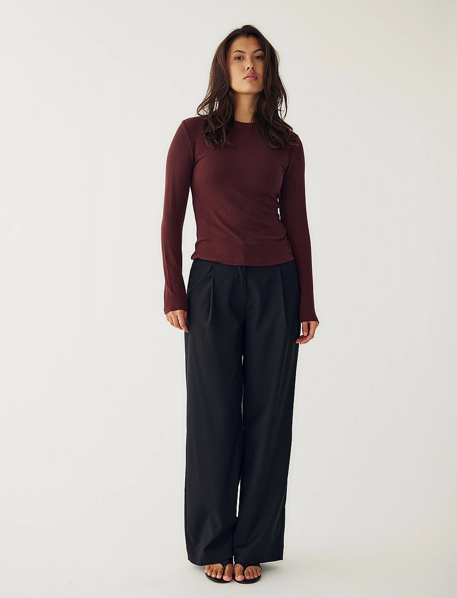 Noella - Lidie LS Top - langärmlige tops - burgundy melange - 0