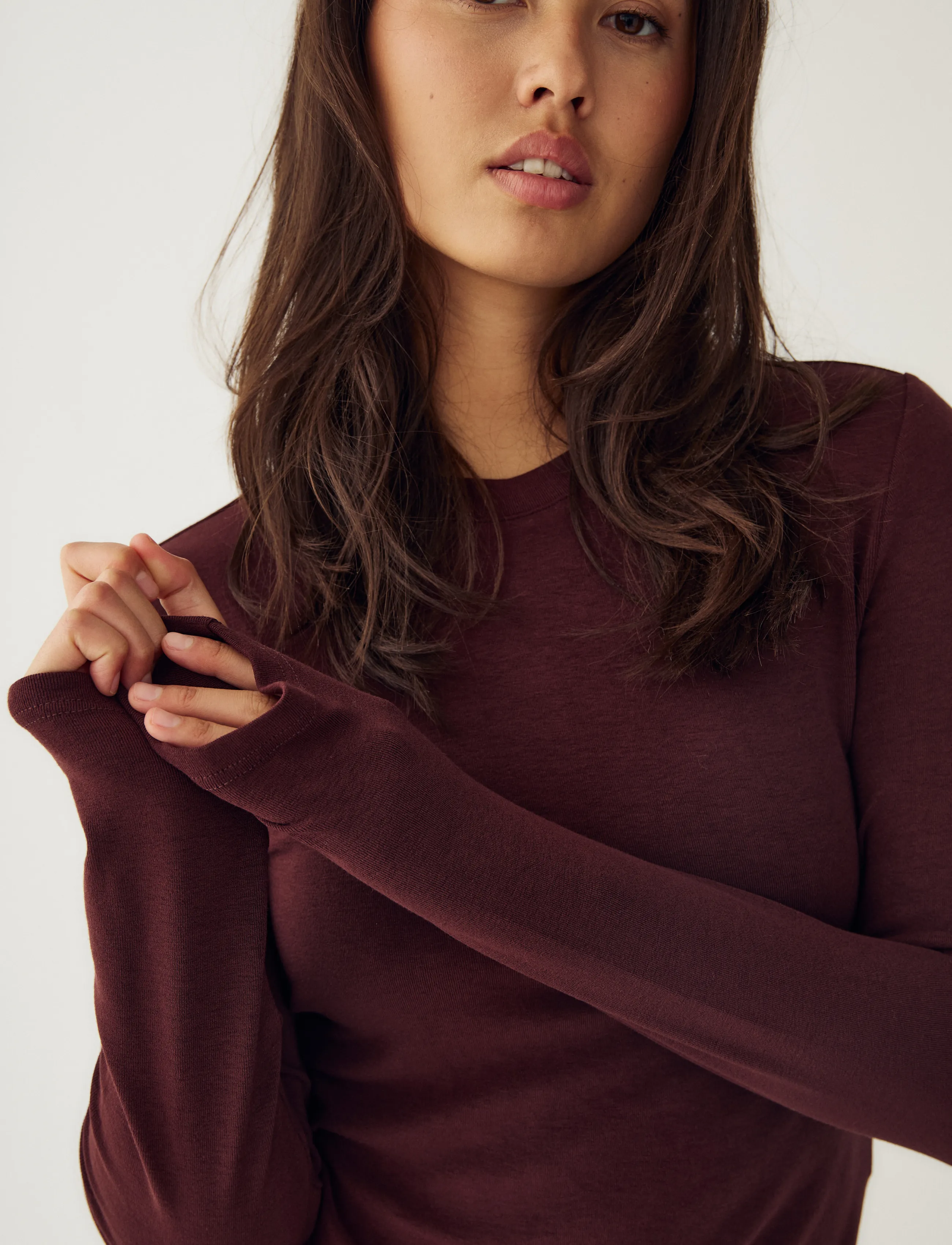 Noella - Lidie LS Top - langärmlige tops - burgundy melange - 4