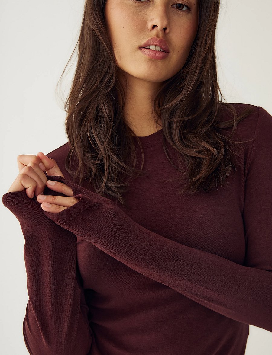 Noella - Lidie LS Top - langärmlige tops - burgundy melange - 4