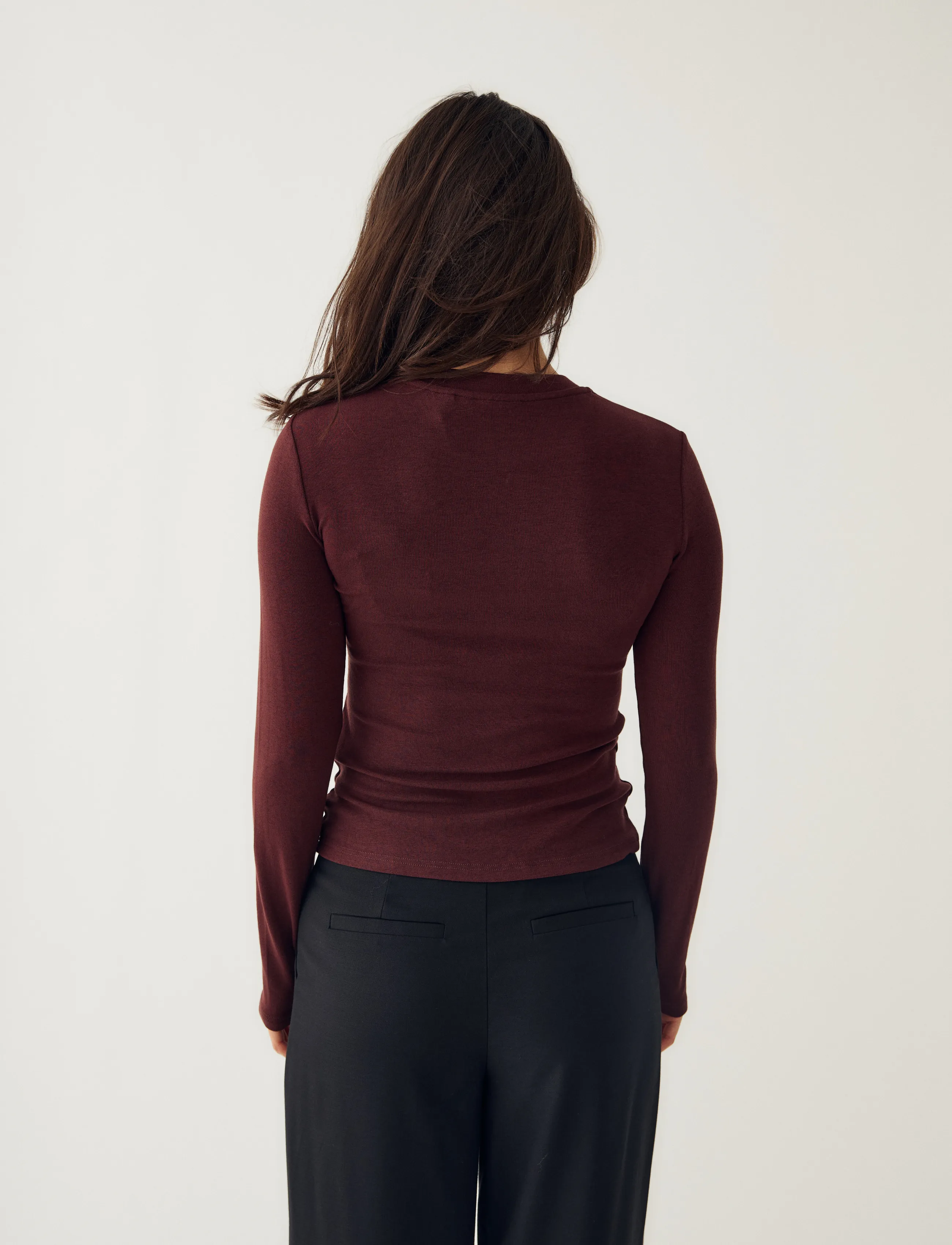 Noella - Lidie LS Top - langärmlige tops - burgundy melange - 5