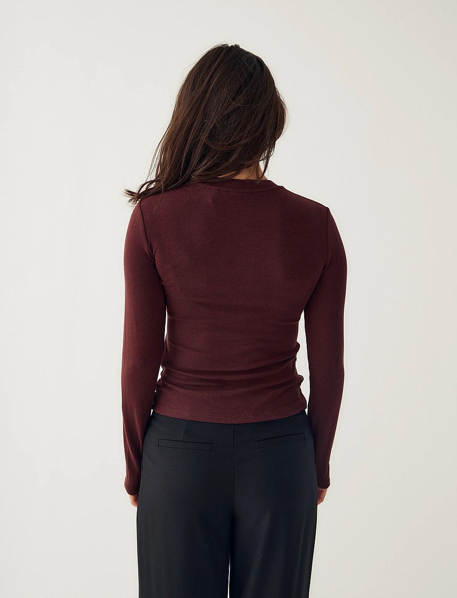 Noella - Lidie LS Top - langärmlige tops - burgundy melange - 5