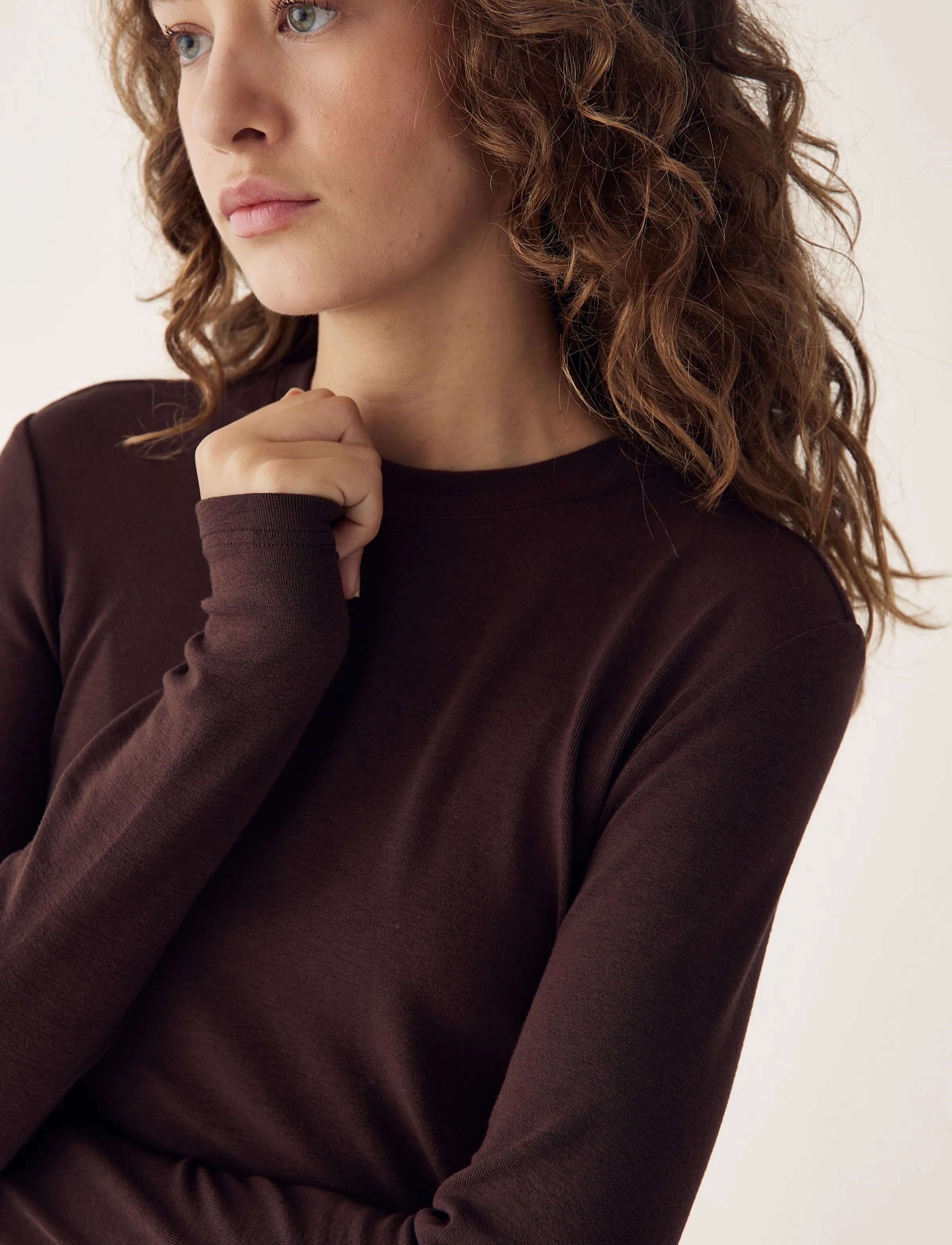 Noella - Lidie LS Top - long-sleeved tops - chocolate - 3