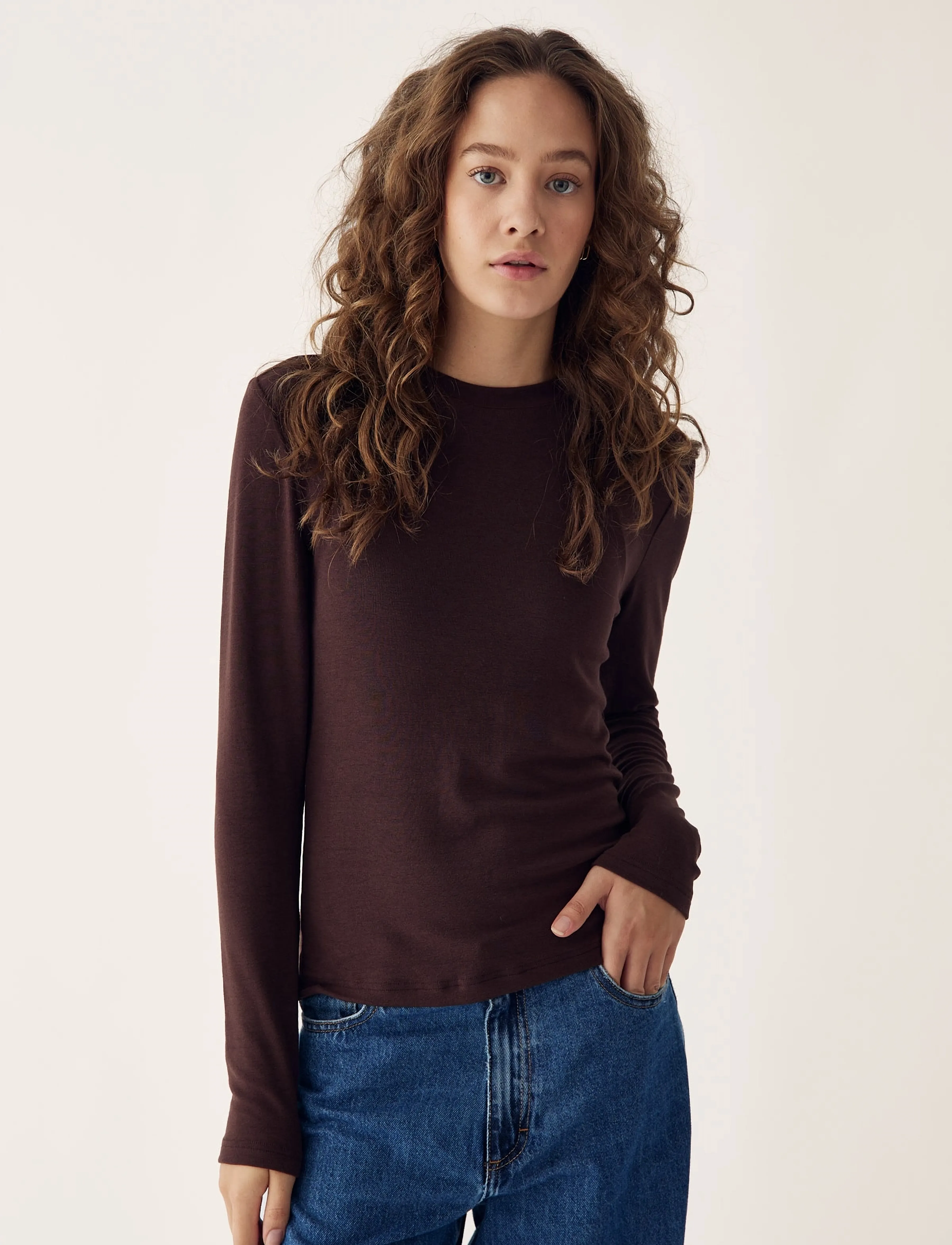 Noella - Lidie LS Top - long-sleeved tops - chocolate - 4