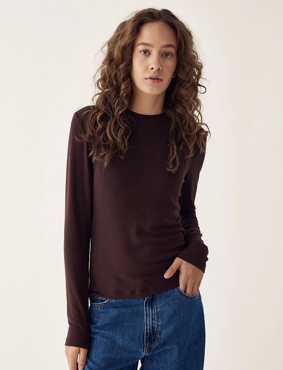 Noella - Lidie LS Top - langärmlige tops - chocolate - 4