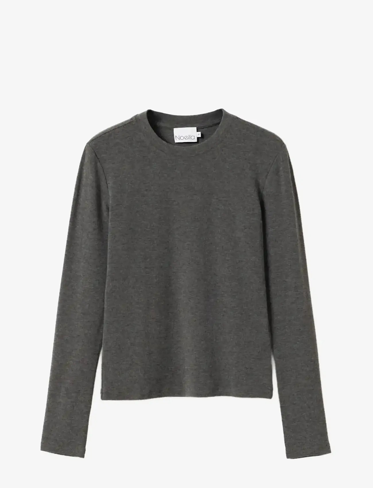 Noella - Lidie LS Top - long-sleeved tops - dark grey melange - 1