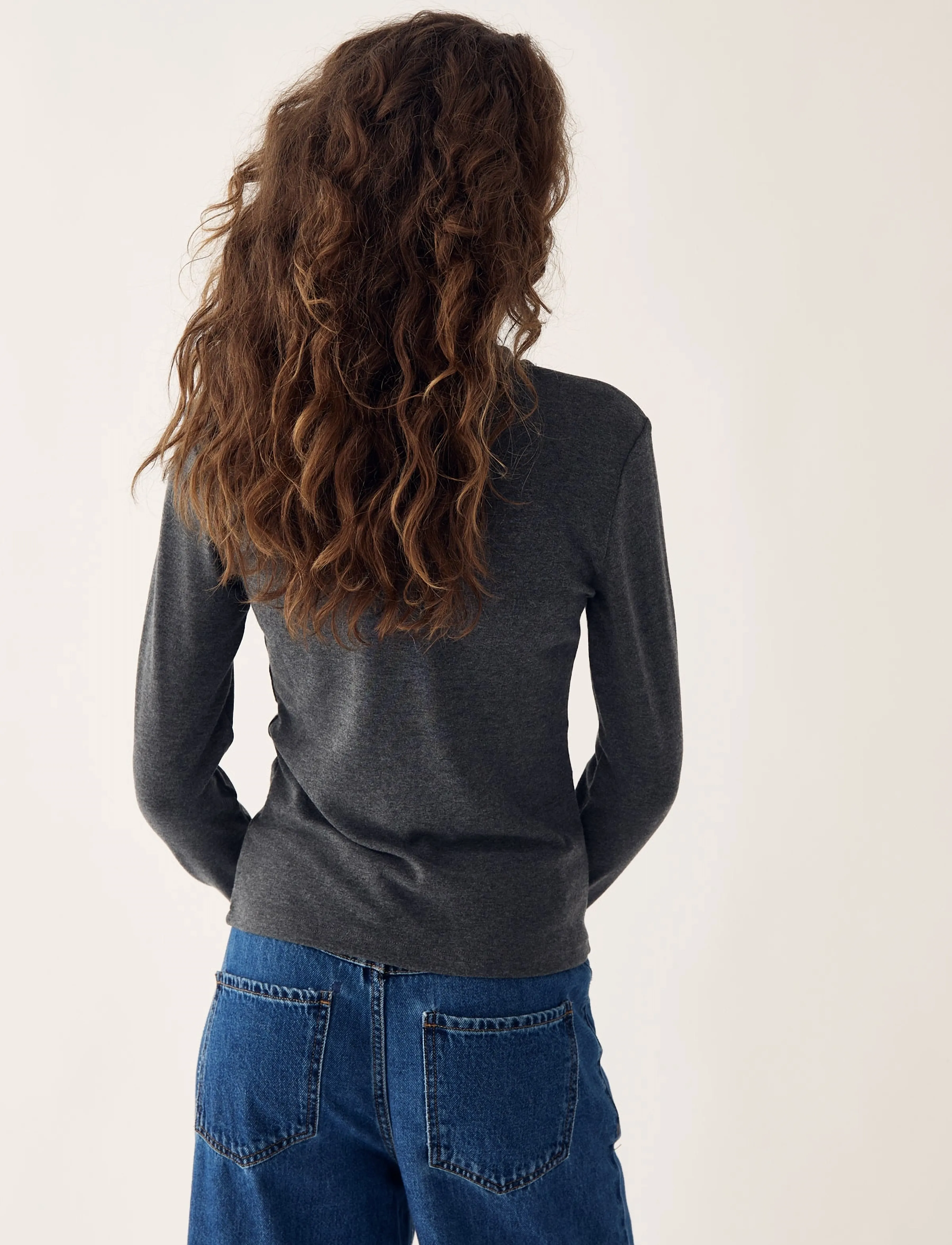Noella - Lidie LS Top - langærmede toppe - dark grey melange - 3