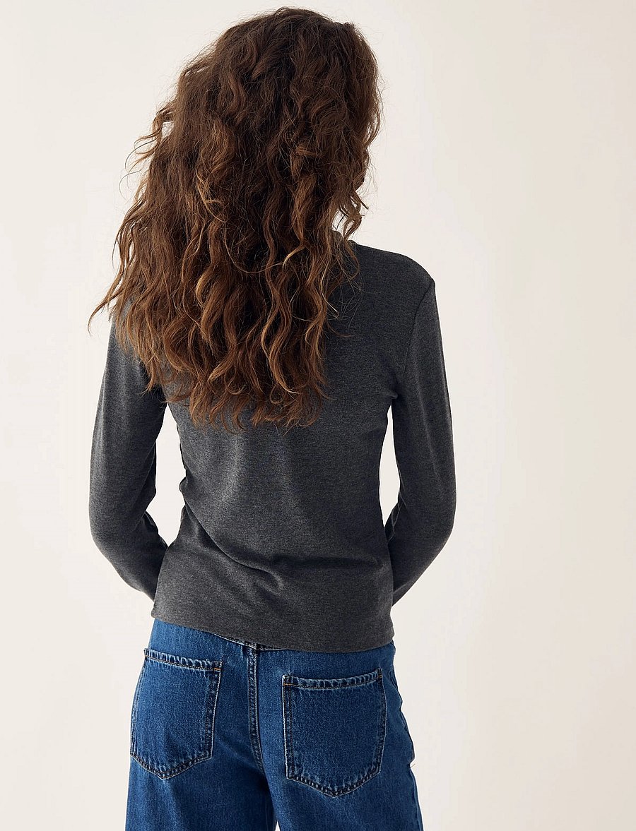 Noella - Lidie LS Top - langärmlige tops - dark grey melange - 3