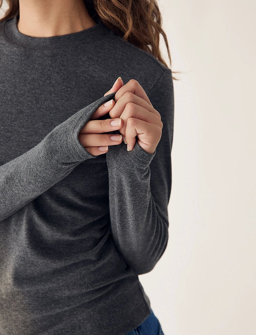 Noella - Lidie LS Top - langärmlige tops - dark grey melange - 4