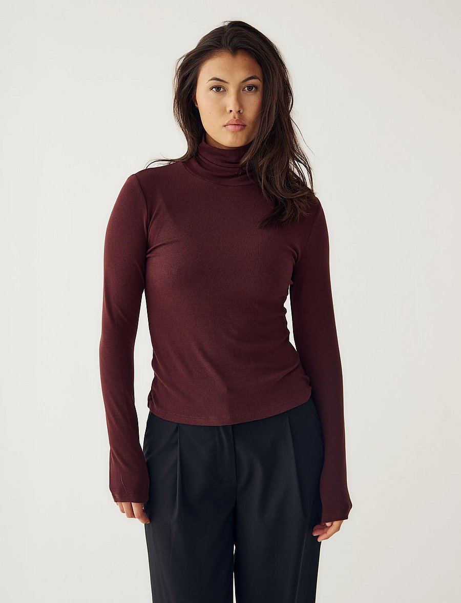 Noella - N-Maritza LS Top - rullekraver - burgundy melange - 0