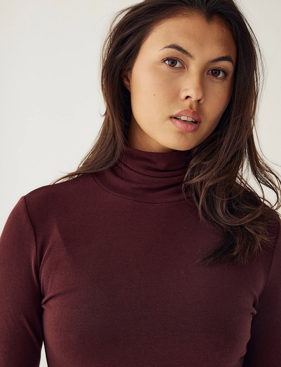 Noella - N-Maritza LS Top - rullekraver - burgundy melange - 3