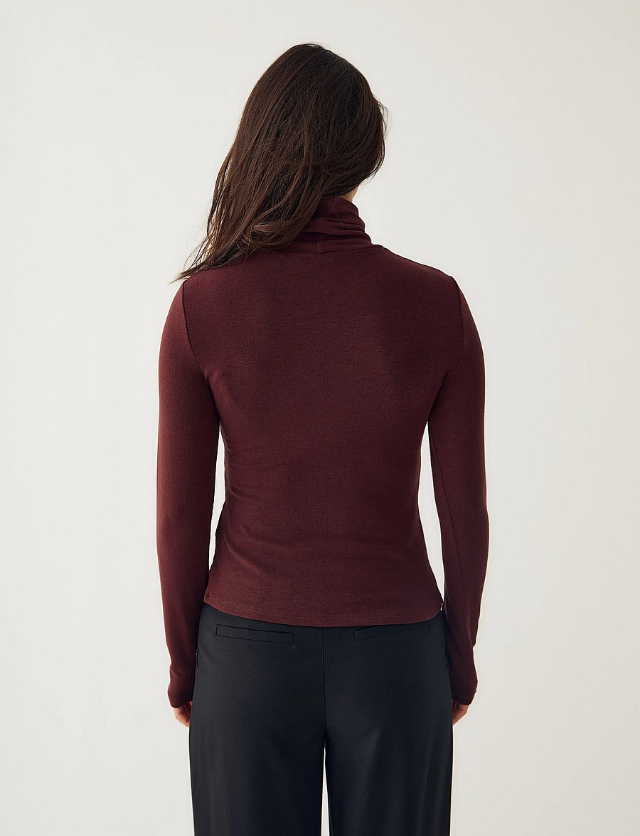 Noella - N-Maritza LS Top - rullekraver - burgundy melange - 4