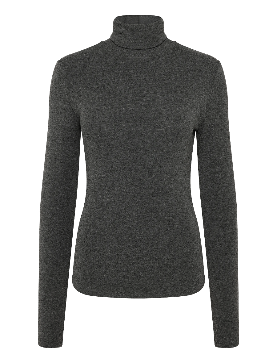 Noella - N-Maritza LS Top - rullekraver - dark grey melange - 1