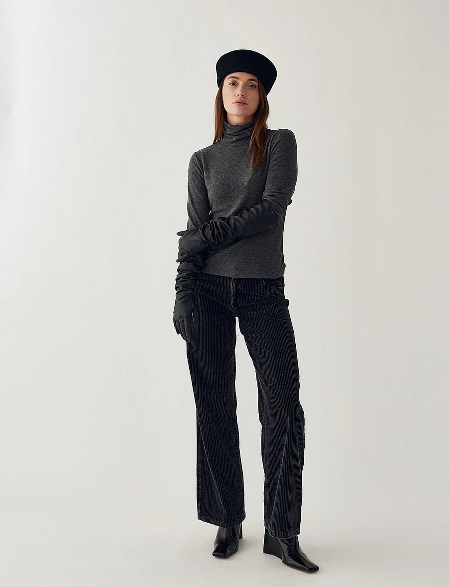 Noella - N-Maritza LS Top - rullekraver - dark grey melange - 0