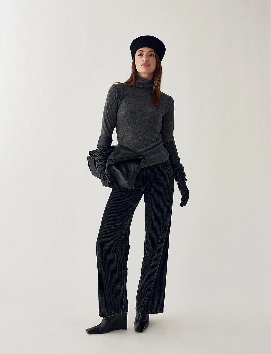 Noella - N-Maritza LS Top - rullekraver - dark grey melange - 3