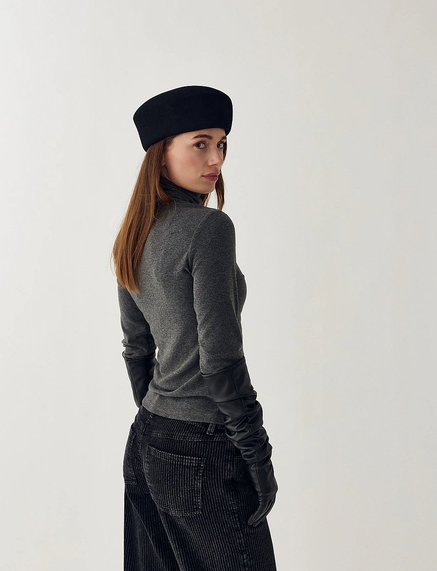 Noella - N-Maritza LS Top - rullekraver - dark grey melange - 5