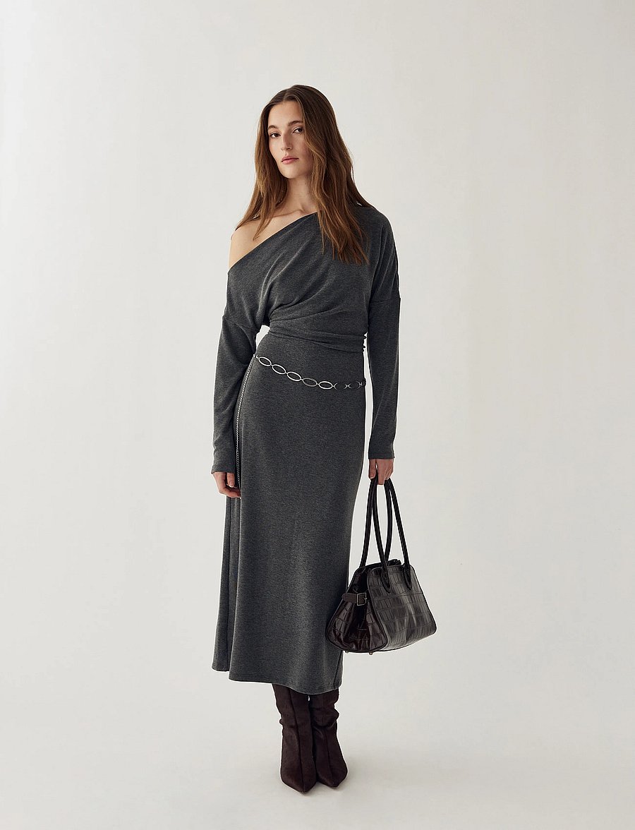 Noella - N-Meena Dress - midikleider - dark grey melange - 0
