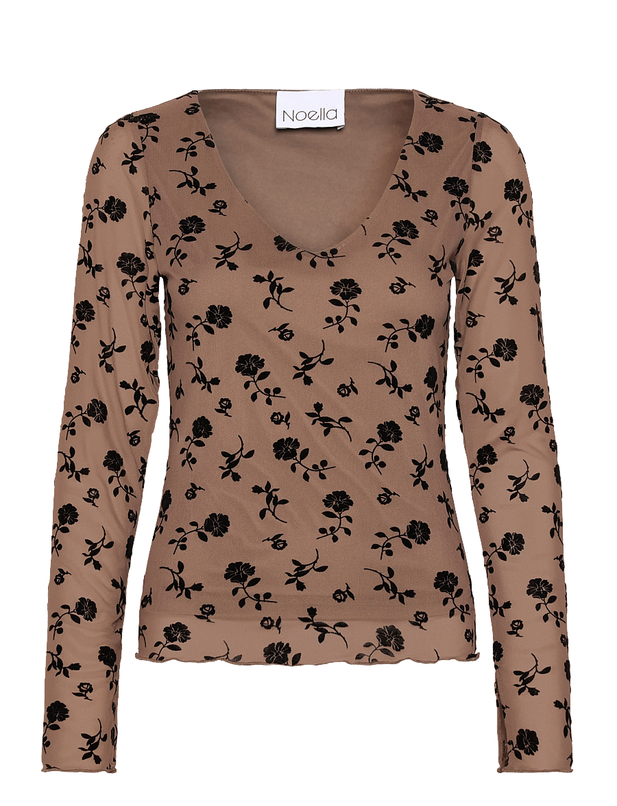 Noella - Lucille Top - topi ar garām piedurknēm - clarity morel print - 1