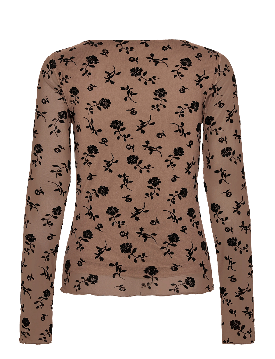 Noella - Lucille Top - topi ar garām piedurknēm - clarity morel print - 2