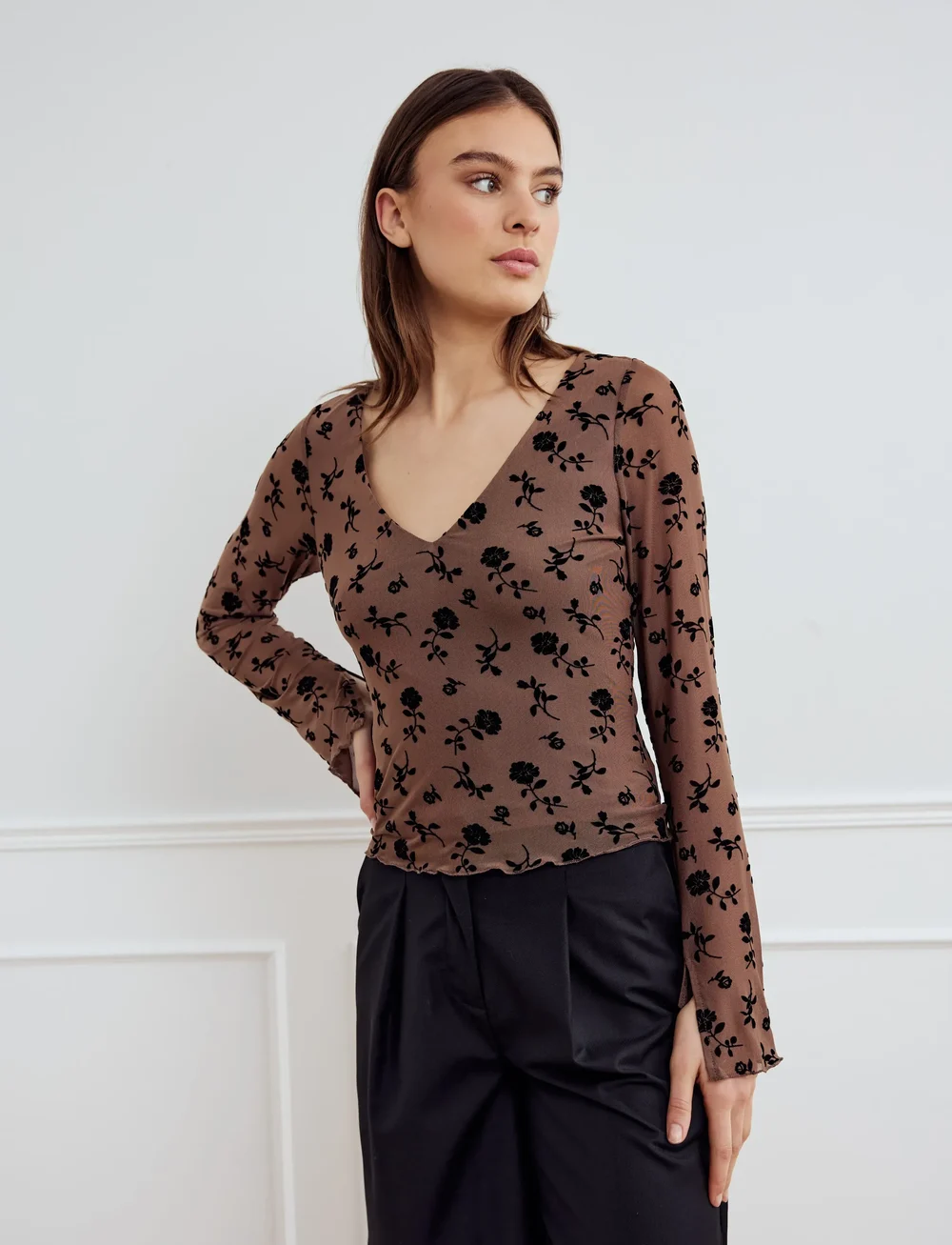 Noella - Lucille Top - langärmlige tops - clarity morel print - 0