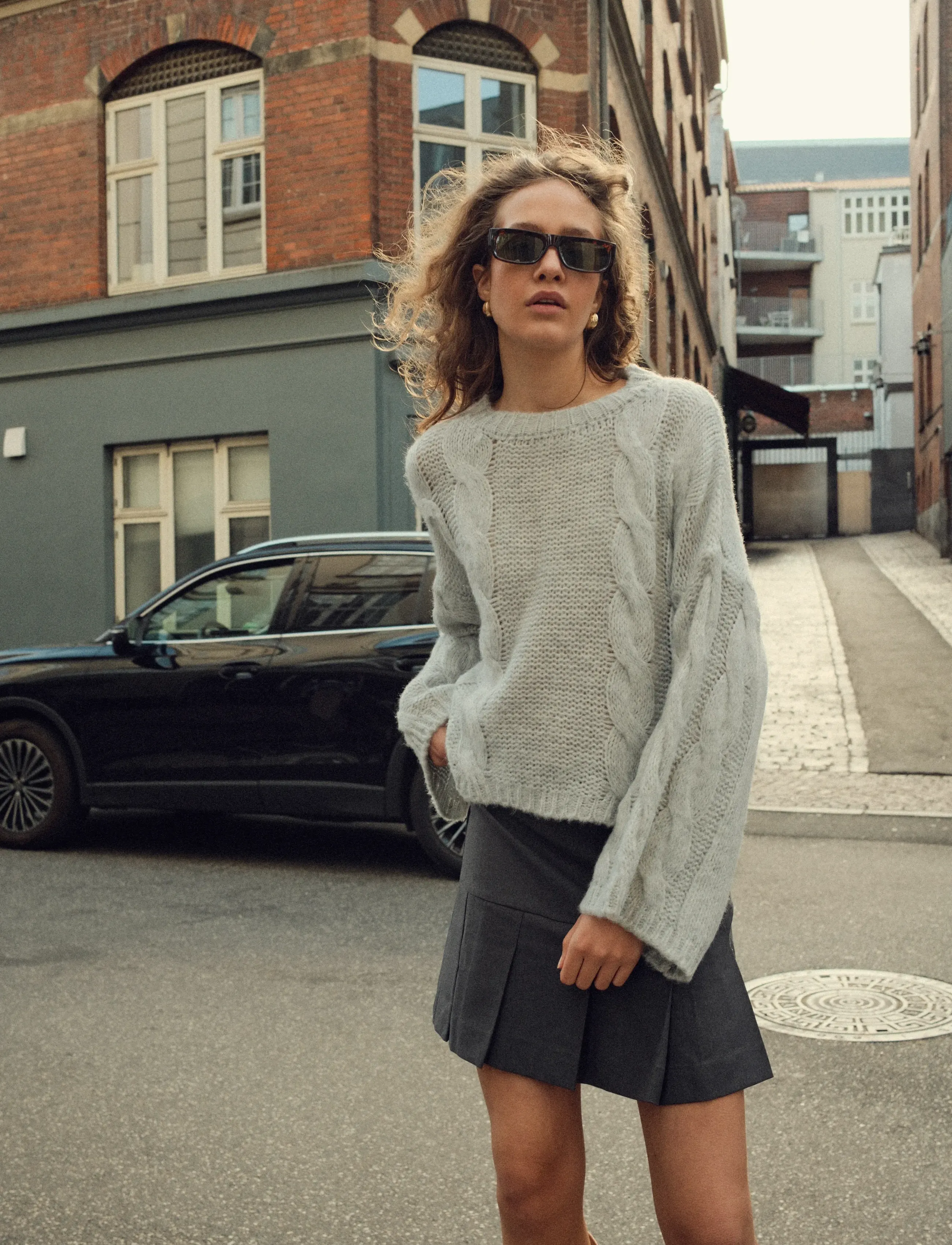 Noella Lyza Knit, L/XL, Grey, Strik > Trøjer, Dame