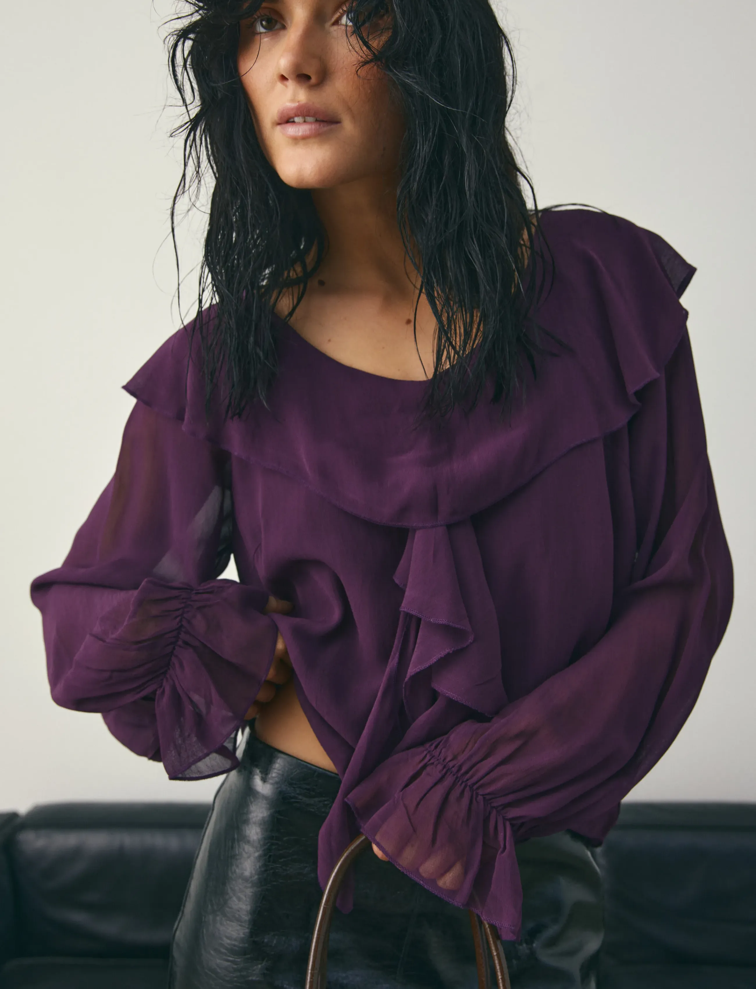 Noella Leiana Blouse, Kvinder, Flæsebluse, Lila, Str: S