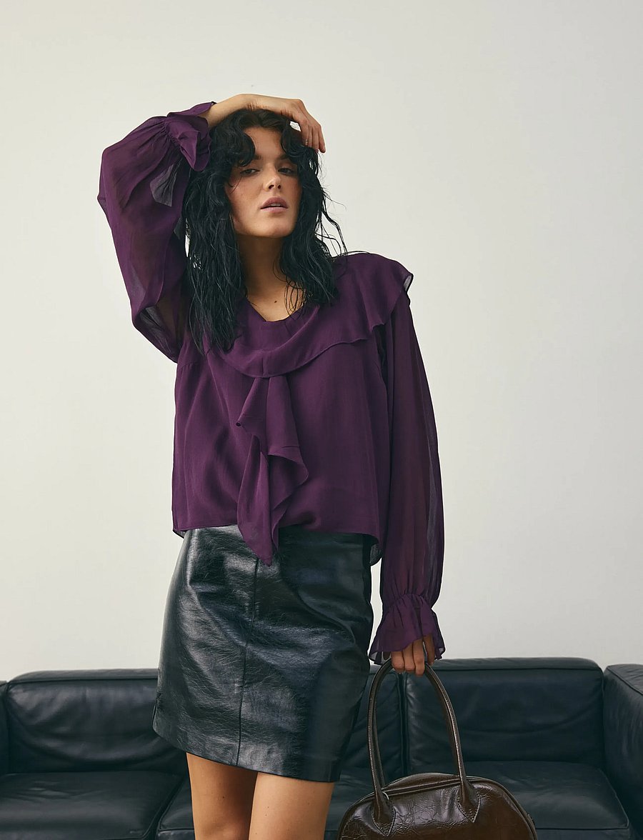 Noella - Leiana Blouse - langærmede bluser - winetasting - 3