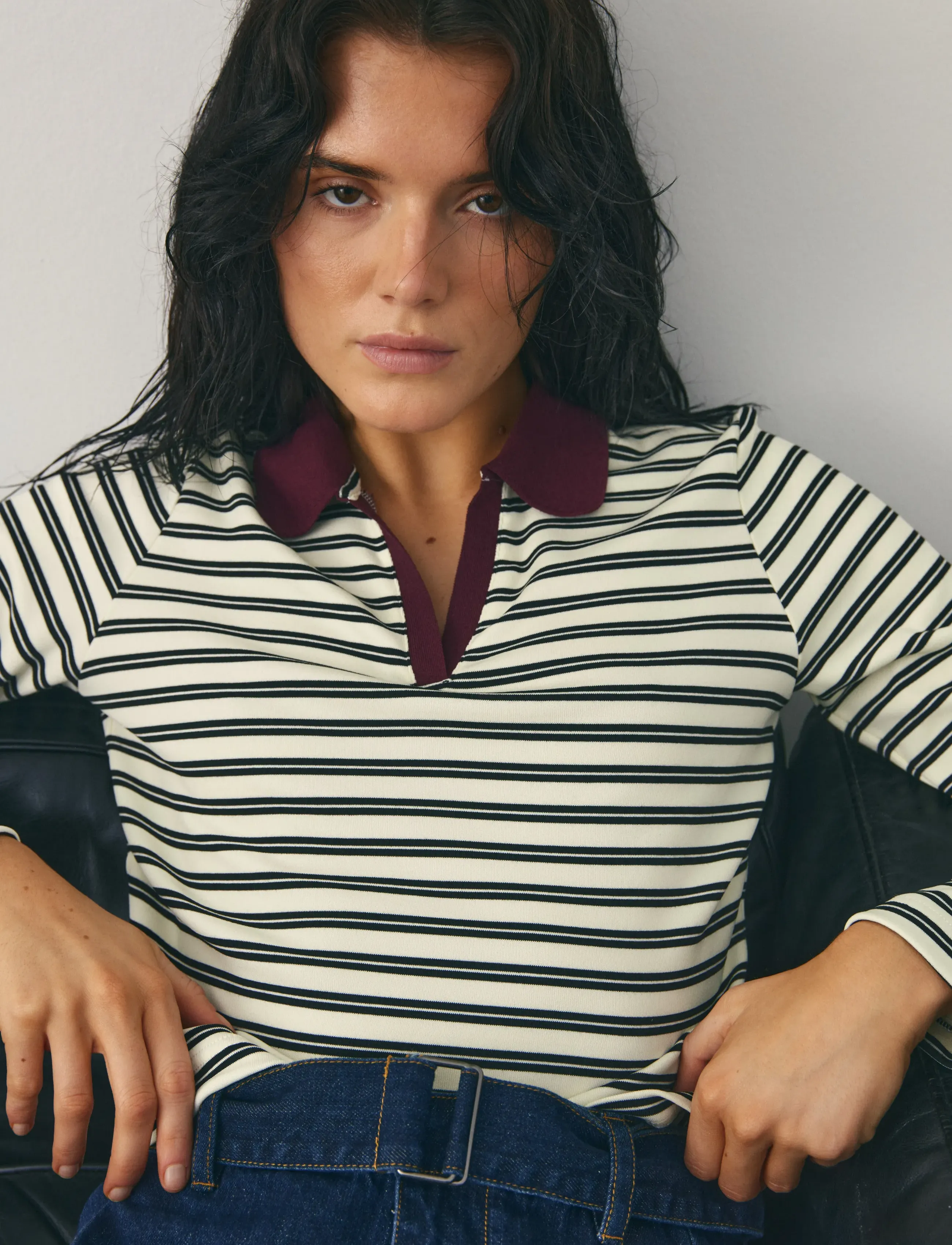 Noella - Luane Top - topi ar garām piedurknēm - caryll black stripe - 5