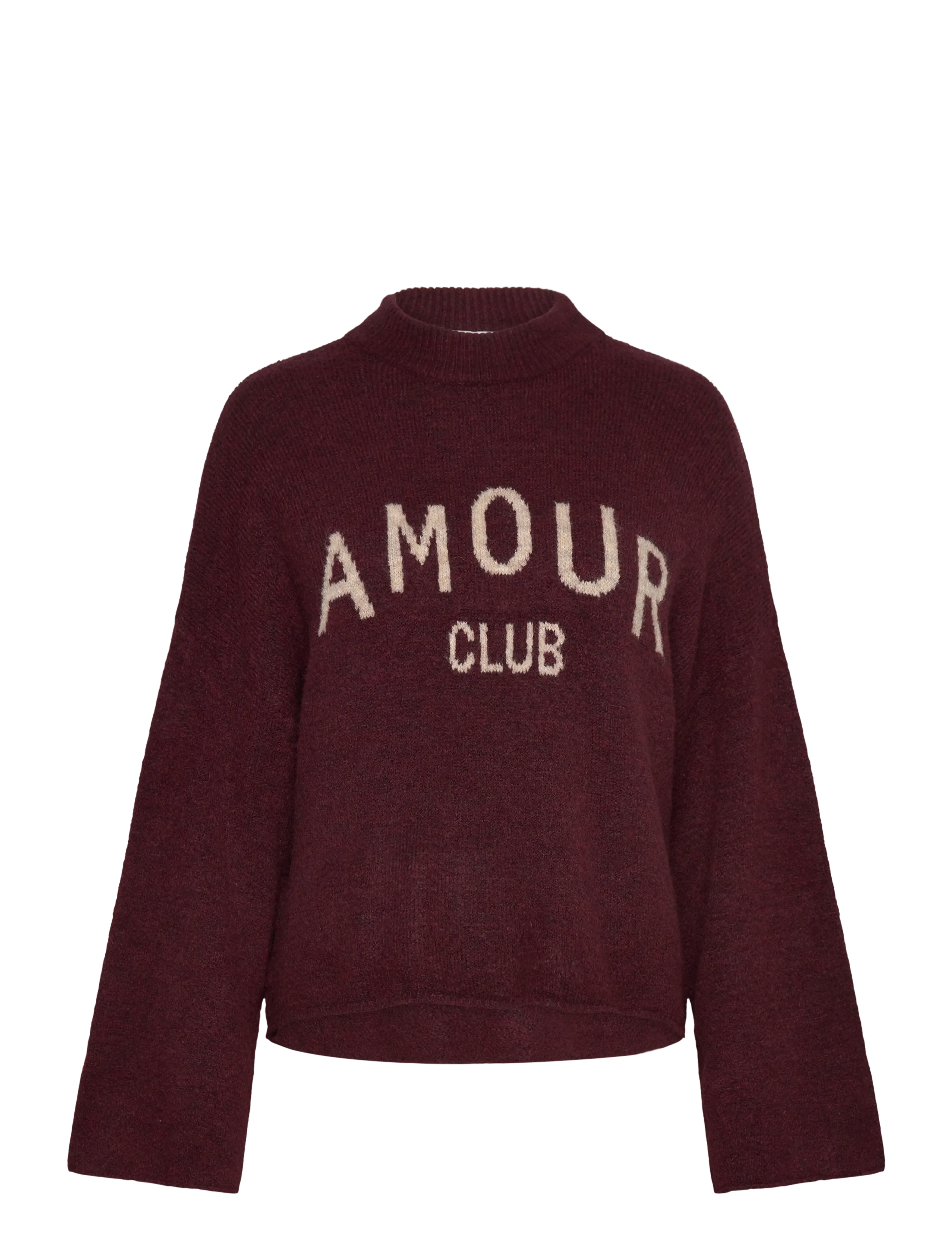 Noella Amour Club Knit - T-shirts & Toppe - WINE BEIGE / burgundy