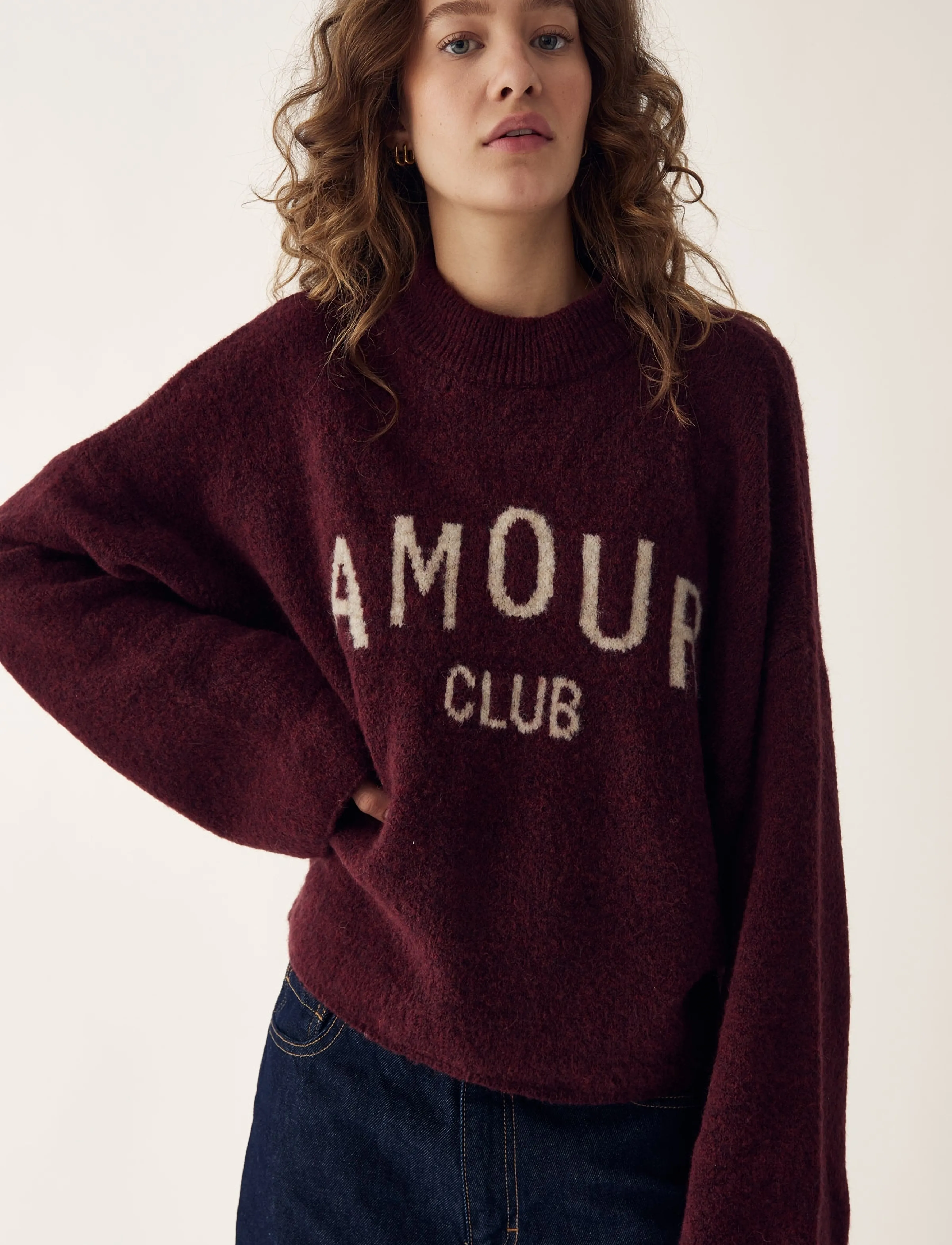 Noella - Amour Club Knit - neulepuserot - wine beige - 3
