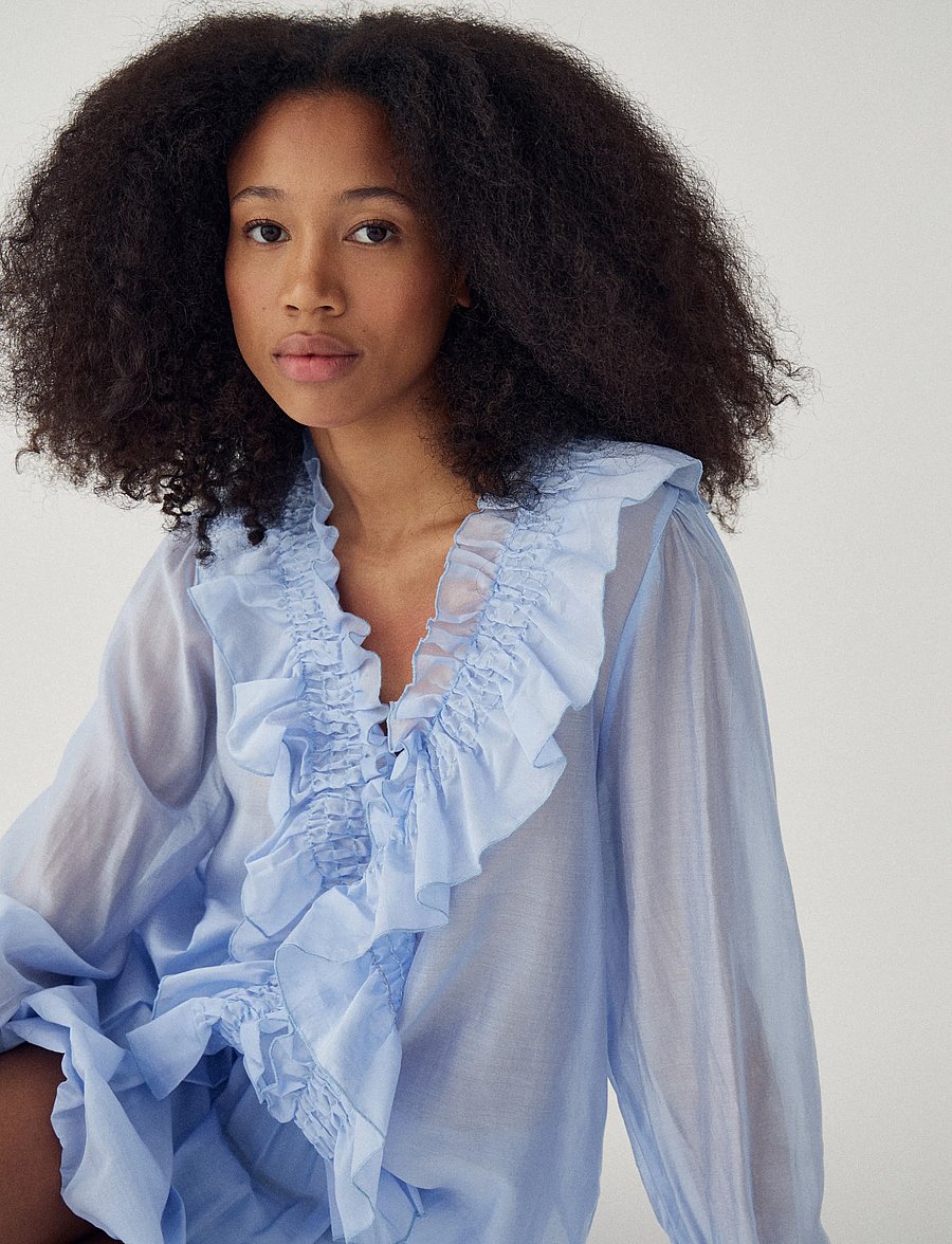 Noella - N-Myrtia Blouse - palaidinės ilgomis rankovėmis - air blue - 0