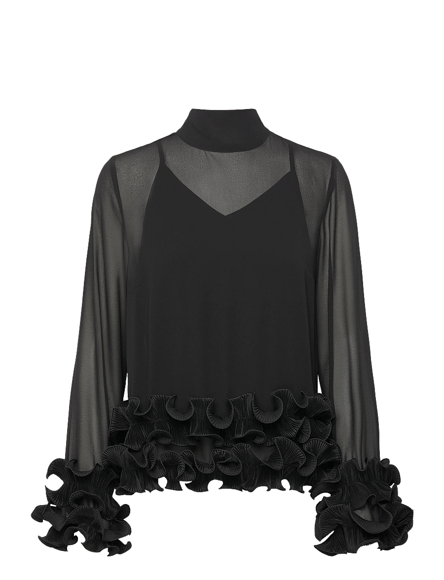 Noella - N-Latanietta Blouse - langærmede bluser - black - 1