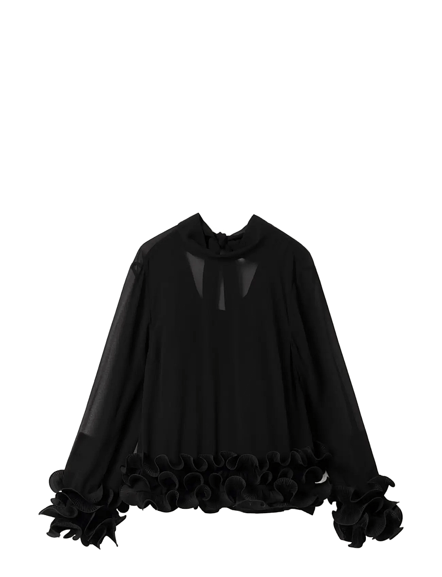 Noella - N-Latanietta Blouse - langærmede bluser - black - 2