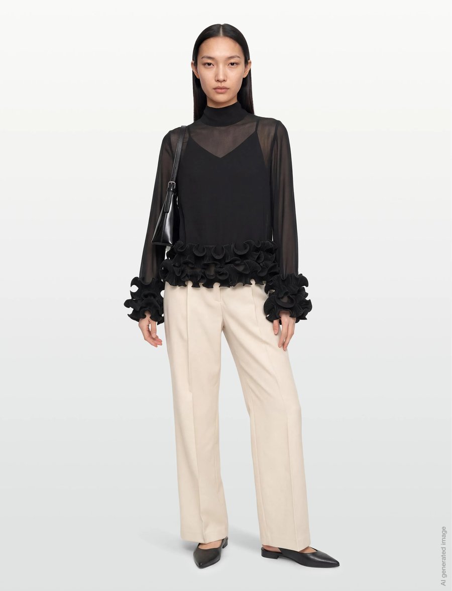 Noella - N-Latanietta Blouse - langermede bluser - black - 0