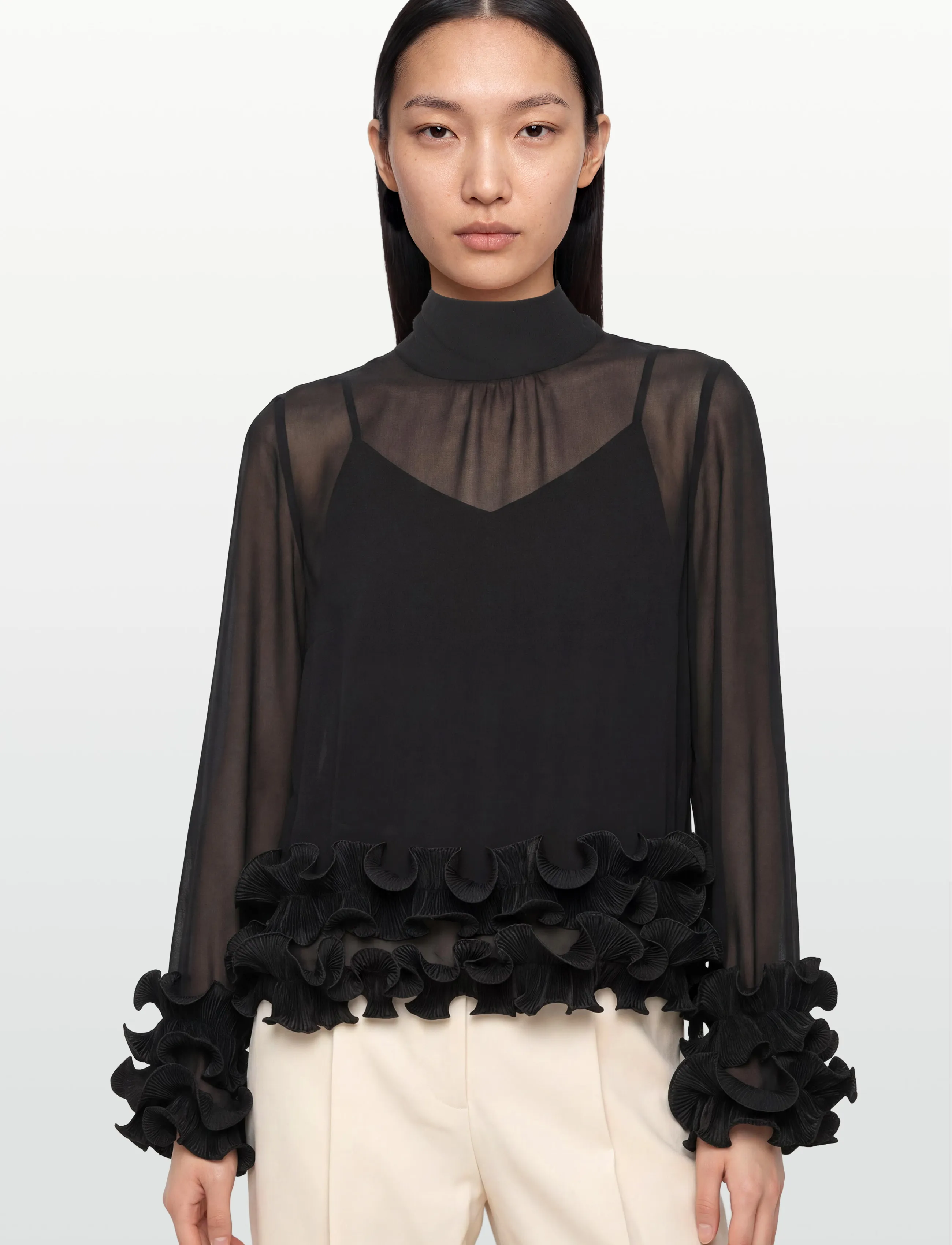 Noella - N-Latanietta Blouse - langærmede bluser - black - 4