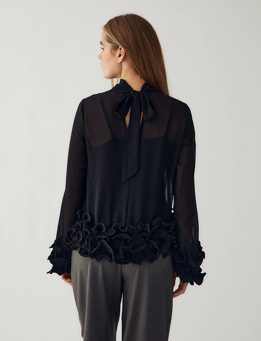 Noella - N-Latanietta Blouse - langærmede bluser - black - 4