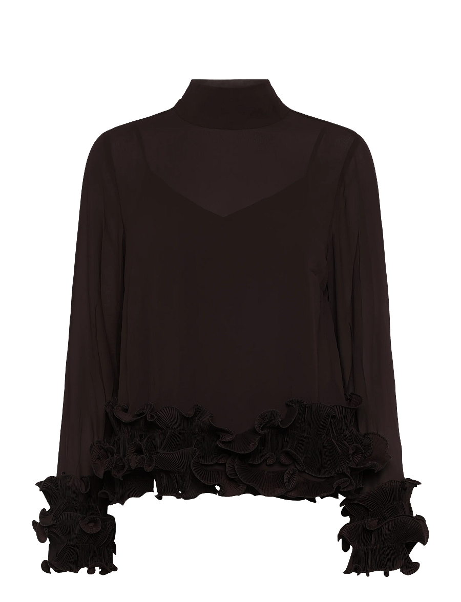 Noella - N-Latanietta Blouse - langærmede bluser - chocolate - 0