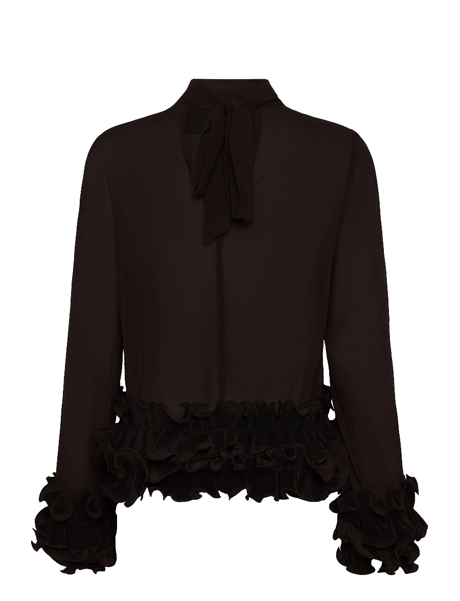 Noella - N-Latanietta Blouse - langærmede bluser - chocolate - 1