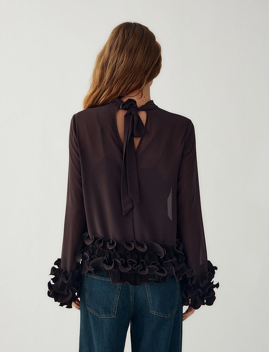 Noella - N-Latanietta Blouse - langærmede bluser - chocolate - 3