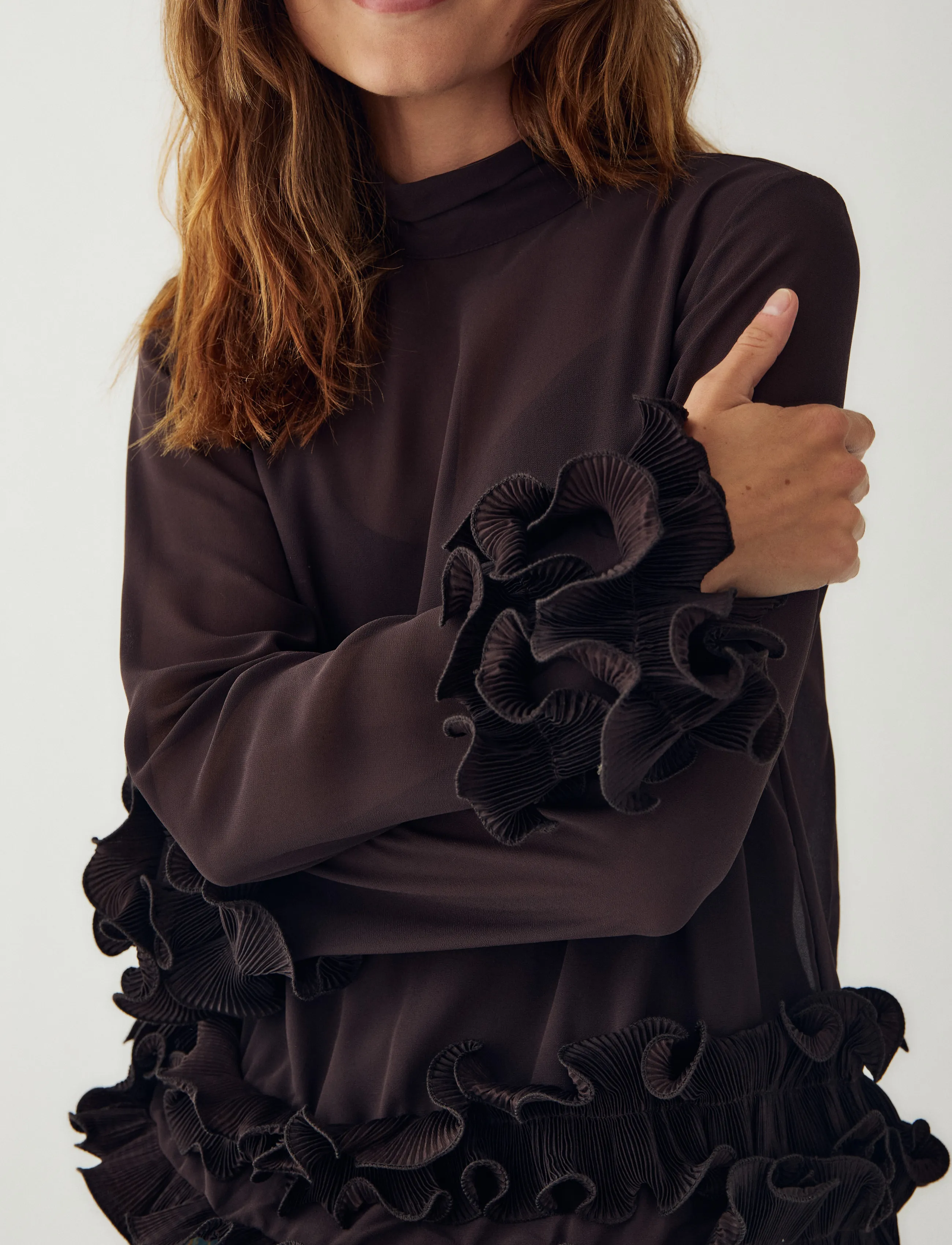 Noella - N-Latanietta Blouse - langærmede bluser - chocolate - 4