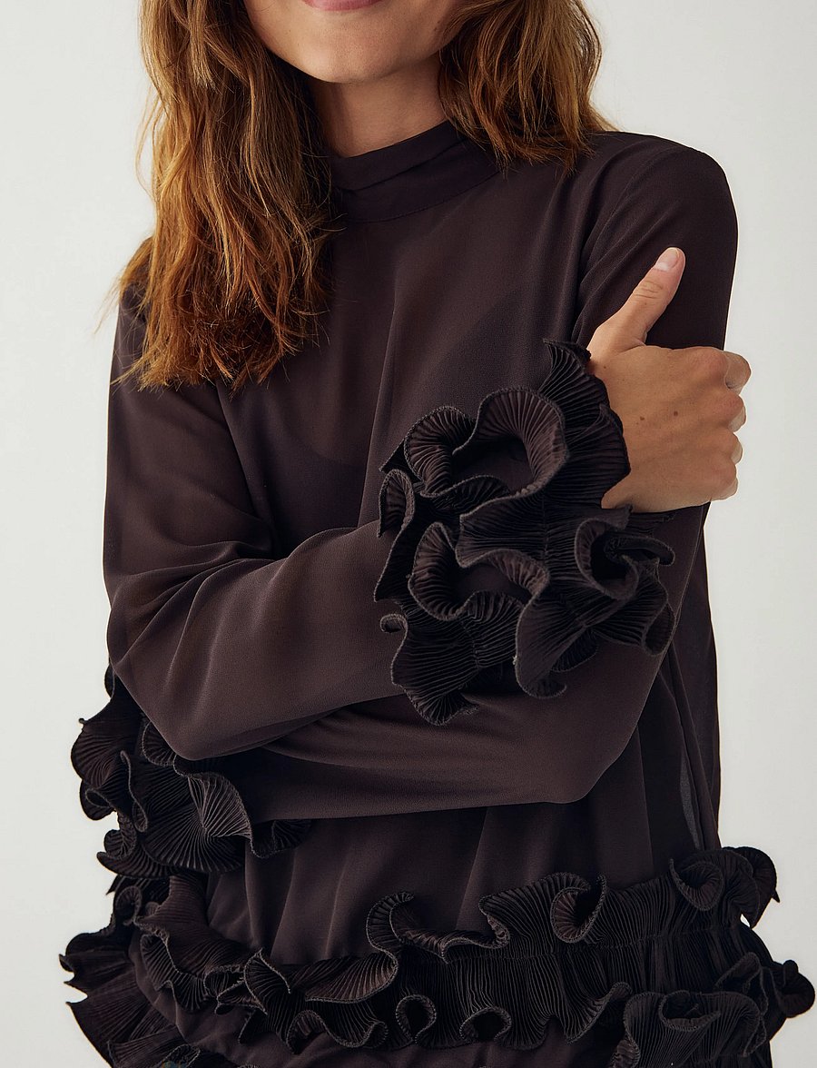 Noella - N-Latanietta Blouse - langærmede bluser - chocolate - 4