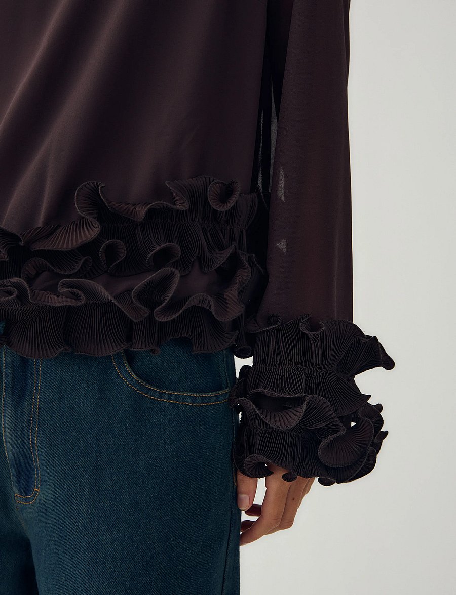 Noella - N-Latanietta Blouse - langærmede bluser - chocolate - 5