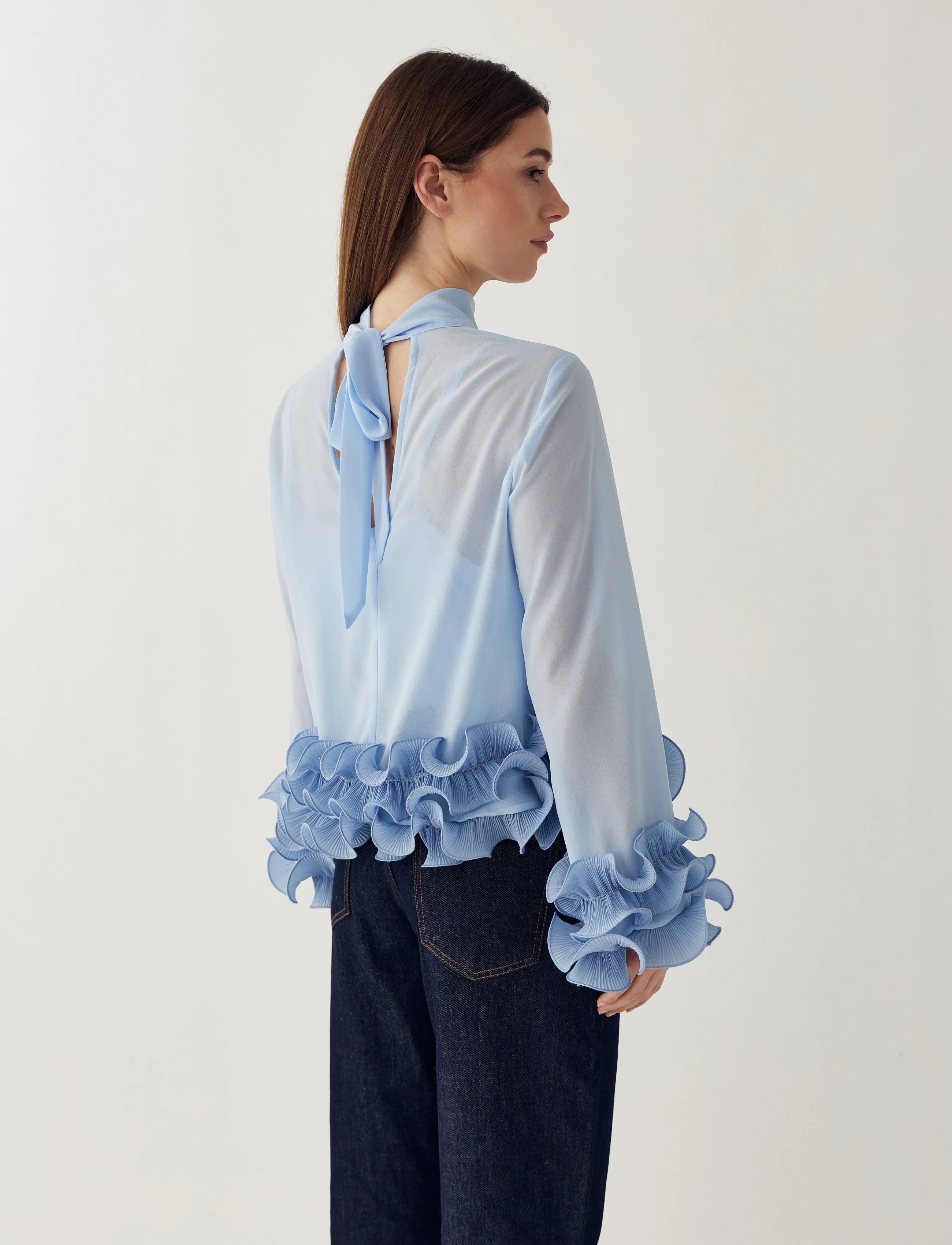 Noella - N-Latanietta Blouse - pikkade varrukatega pluusid - sky blue - 3
