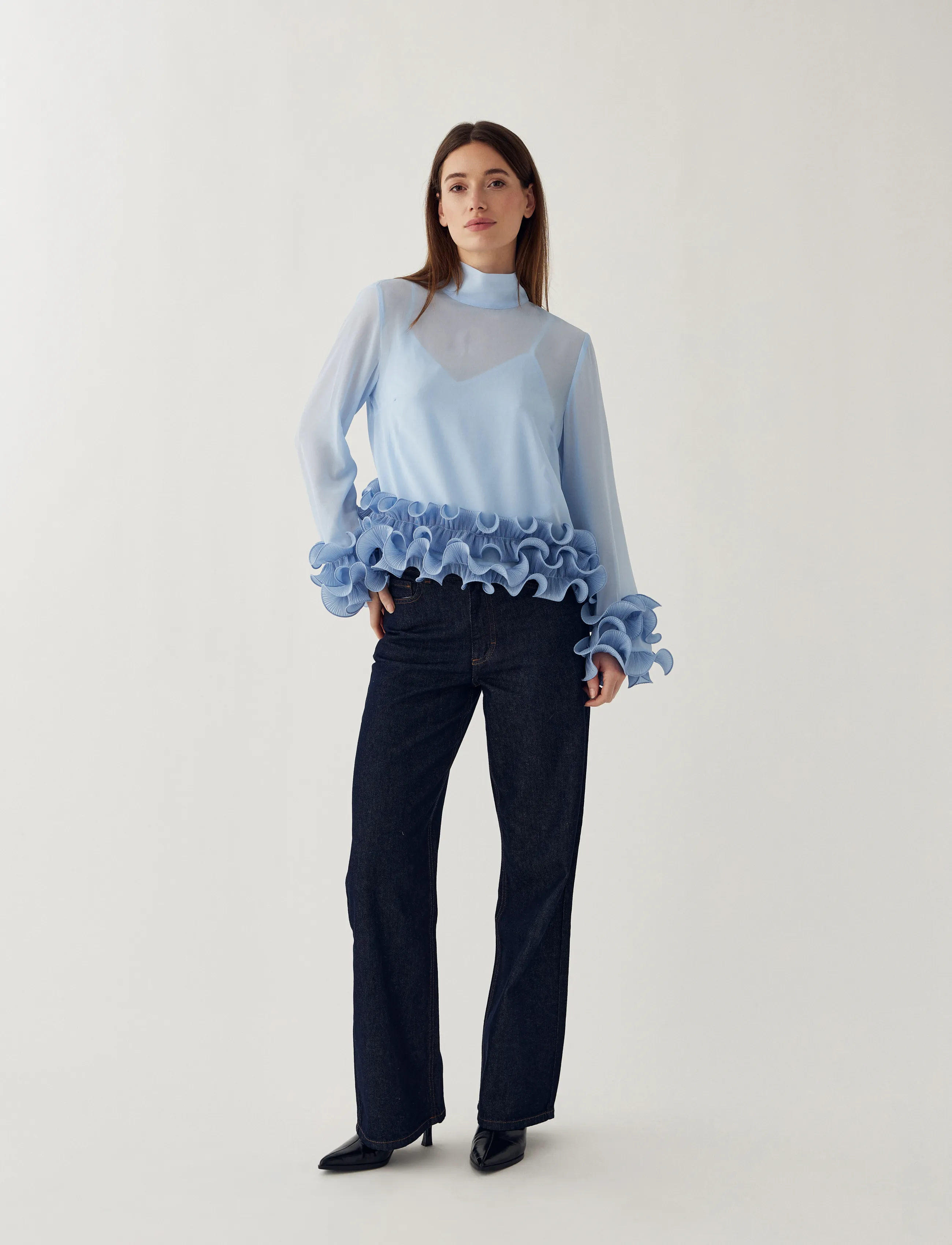 Noella - N-Latanietta Blouse - långärmade blusar - sky blue - 2