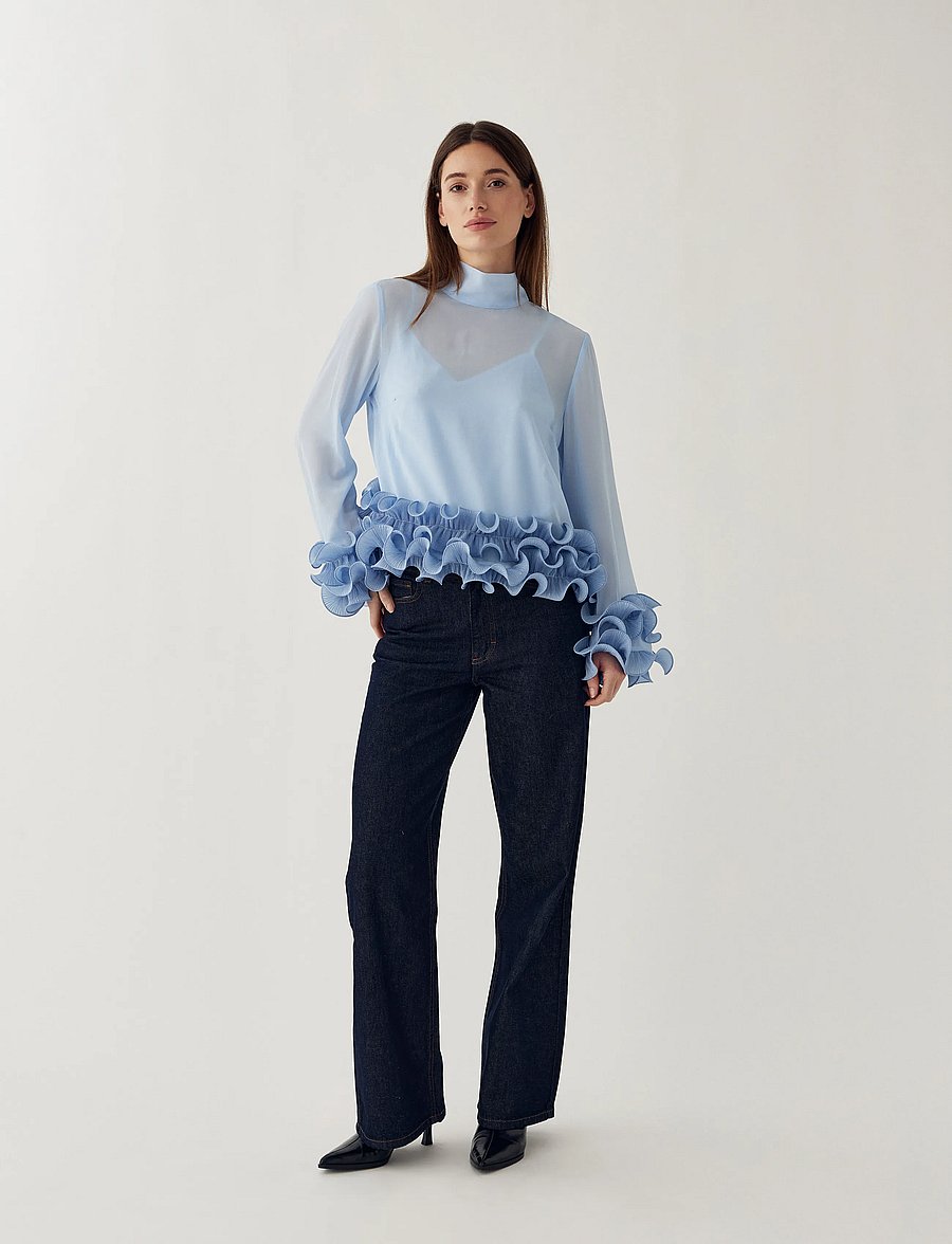 Noella - N-Latanietta Blouse - långärmade blusar - sky blue - 2