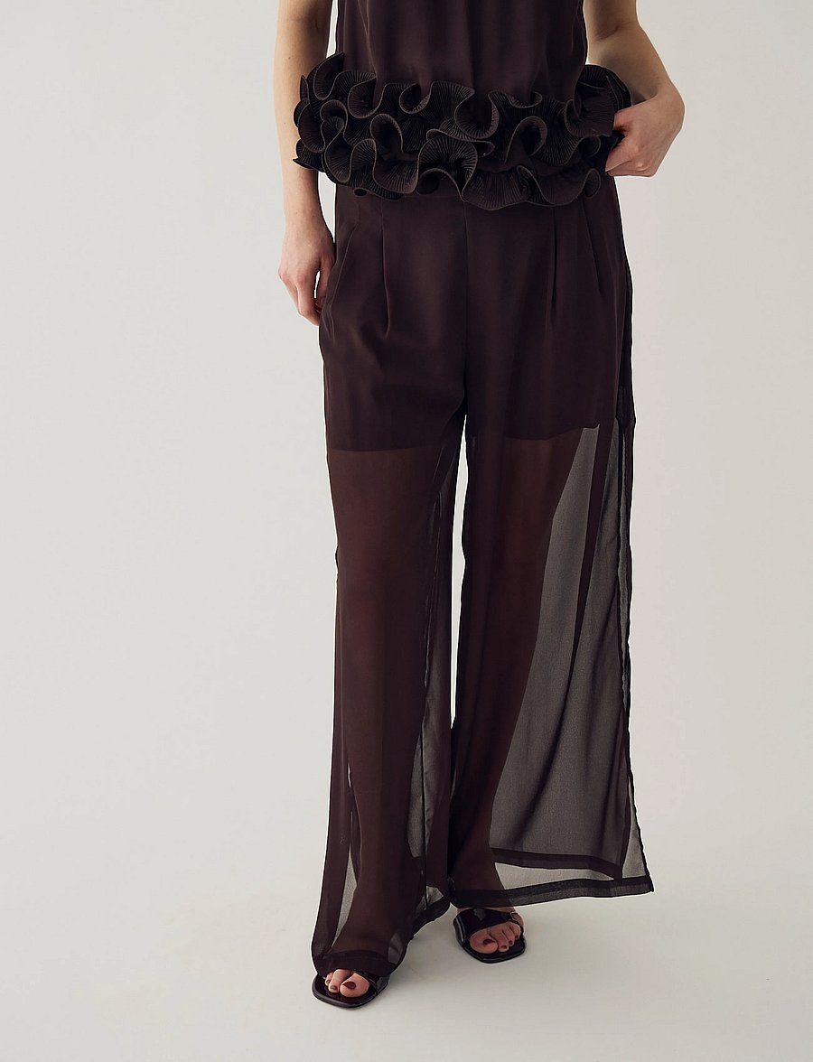 Noella - N-Marceen Pants - laia säärega püksid - chocolate - 0