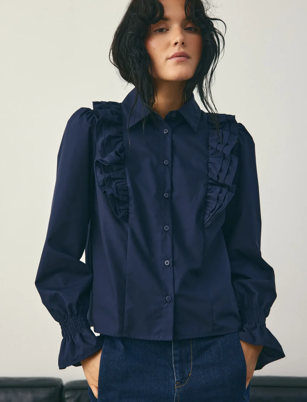 Noella - Lucina Blouse - långärmade skjortor - navy blue - 0