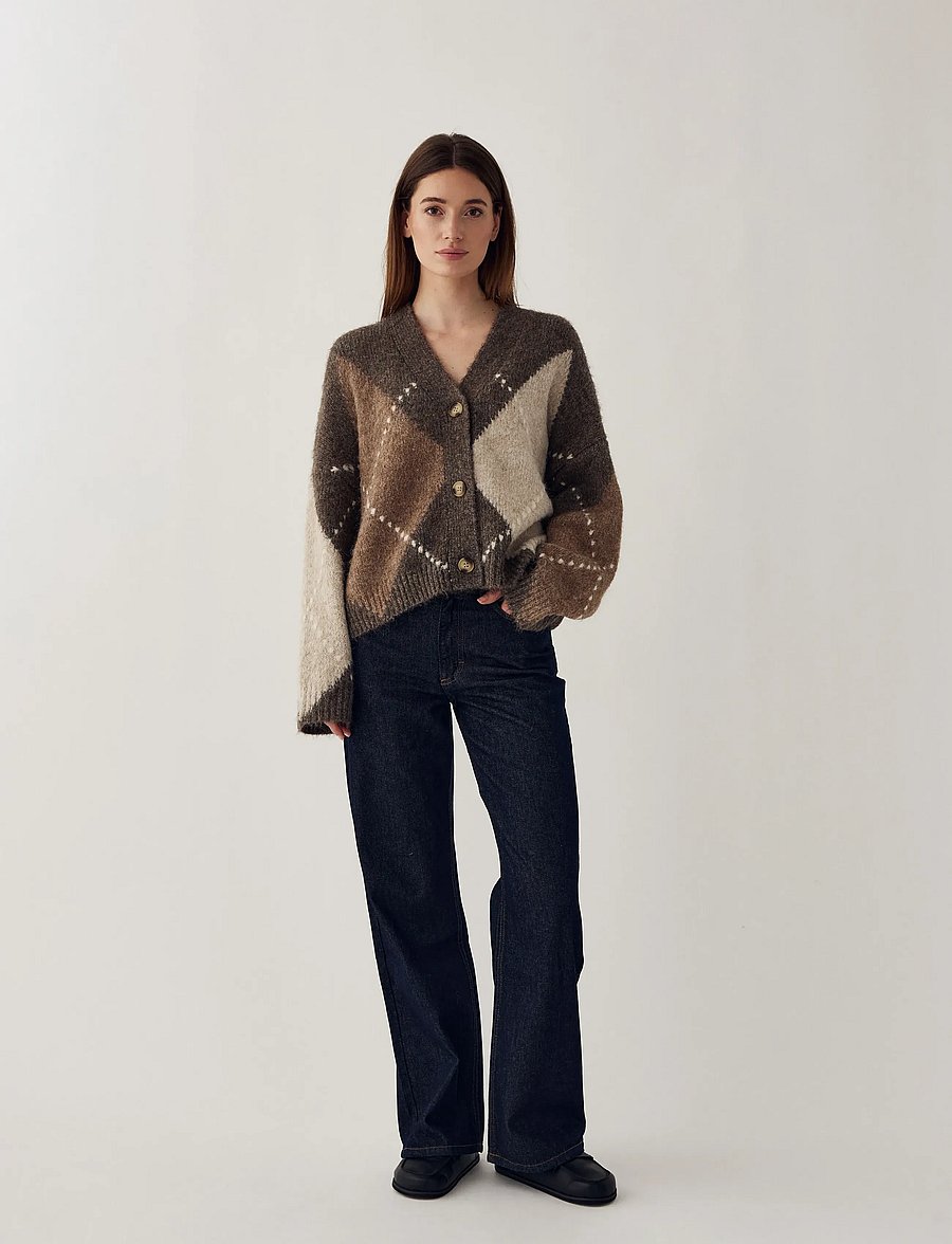 Noella - N-Laiana Knit Cardigan - cardigans - ash brown mix - 0