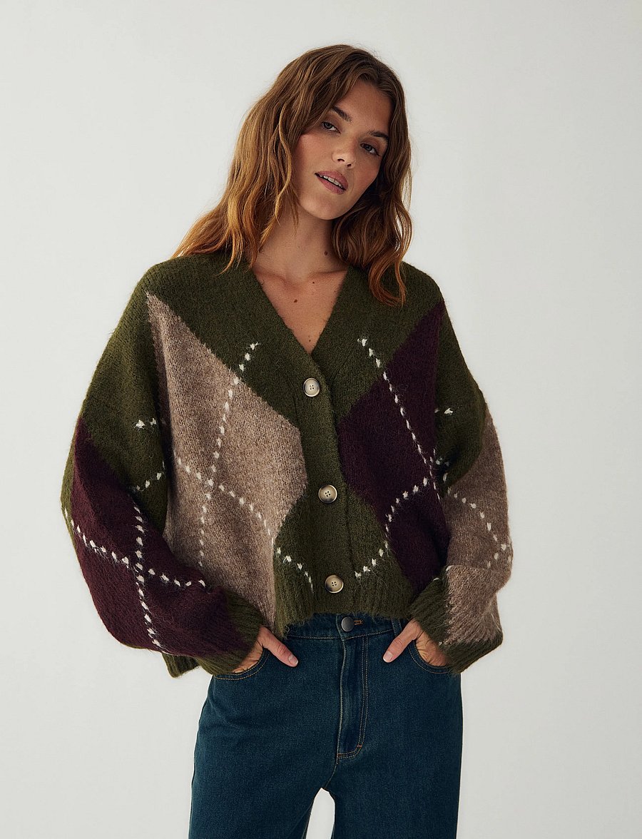 Noella - N-Laiana Knit Cardigan - strickjacken - avocado green mix - 0
